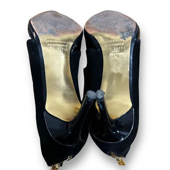 Ted Baker Hainns Suede Leather and Gold Heeled Pointed Toe Ankle Shoe Boots - Picture 14 of 16